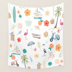 Fun beach pattern Wall Tapestry Gallery Image 4