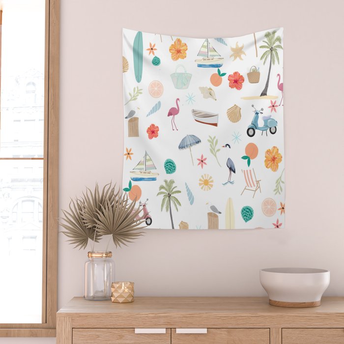 Fun beach pattern Wall Tapestry Gallery Image 2