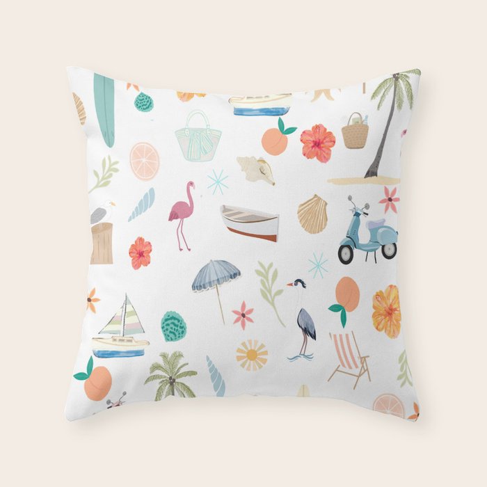 Fun beach pattern Throw Pillow Gallery Image 1