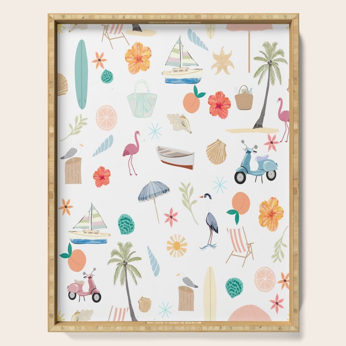 Fun beach pattern Serving Tray Gallery Image 1