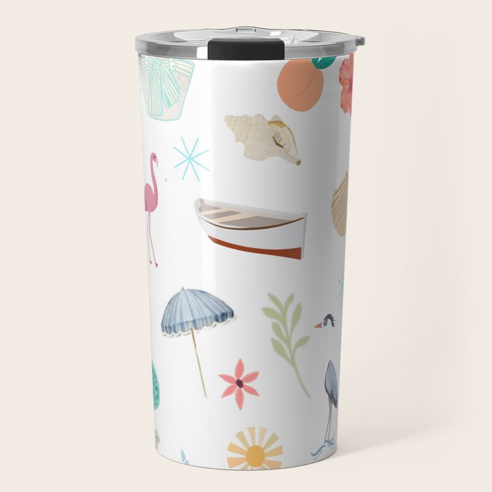 Fun beach pattern Travel Mug Gallery Image 1