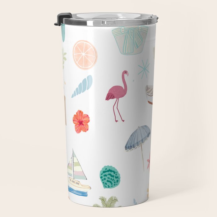 Fun beach pattern Travel Mug Gallery Image 3