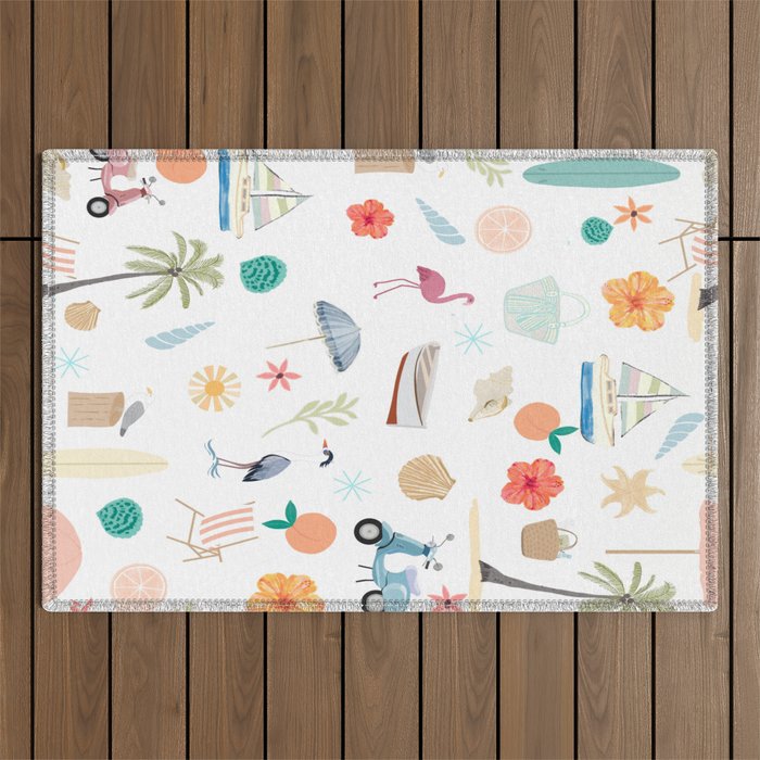 Fun beach pattern Outdoor Rug Gallery Image 1