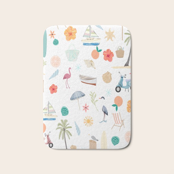Fun beach pattern Bath Mat Gallery Image 1