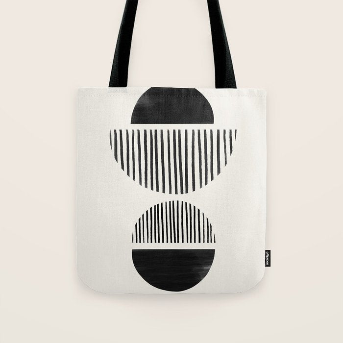 Balancing Stripes NO.1 | Black Tote Bag Gallery Image 1