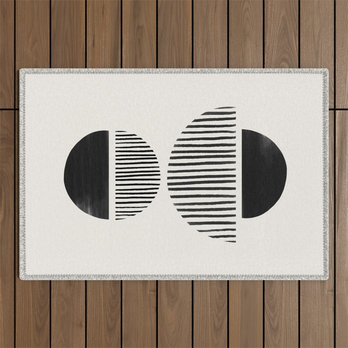 Balancing Stripes NO.1 | Black Outdoor Rug Gallery Image 1