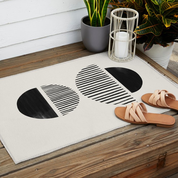 Balancing Stripes NO.1 | Black Outdoor Rug Gallery Image 2
