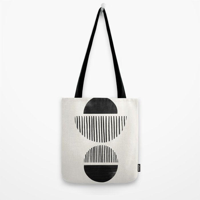 Balancing Stripes NO.1 | Black Tote Bag Gallery Image 2