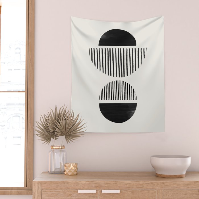 Balancing Stripes NO.1 | Black Wall Tapestry Gallery Image 2