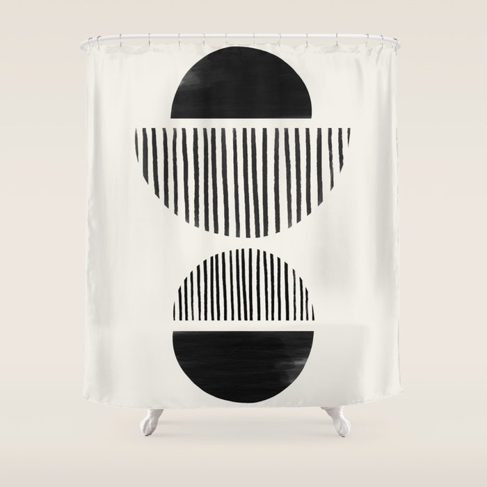 Balancing Stripes NO.1 | Black Shower Curtain Gallery Image 1