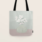 Wildflower bouquet in vase illustration - muted green, dusty pink and beige flowers Tote Bag Gallery Image 1