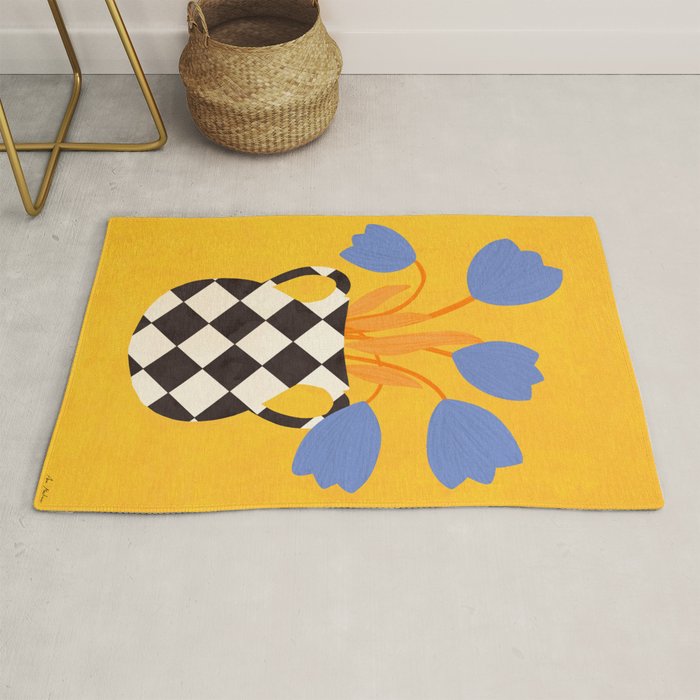 Tulips and vase of squares and diamonds Rug Gallery Image 1