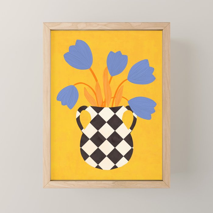Tulips and vase of squares and diamonds Mini Art Print Gallery Image 1