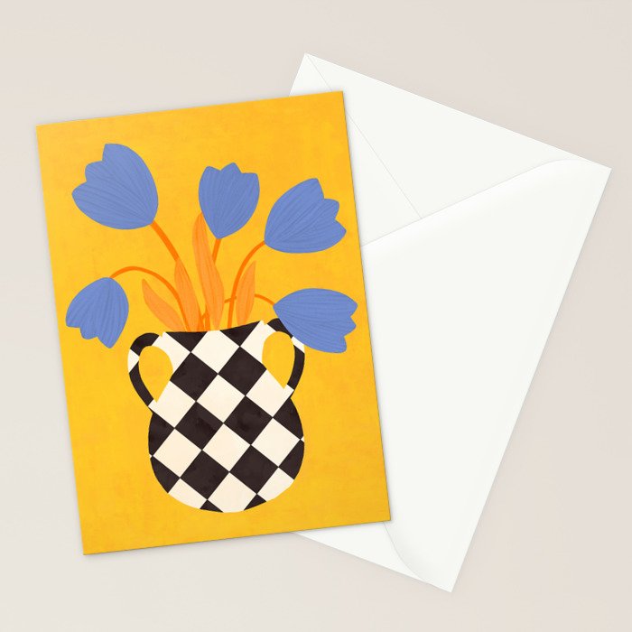 Tulips and vase of squares and diamonds Stationery Card Gallery Image 2