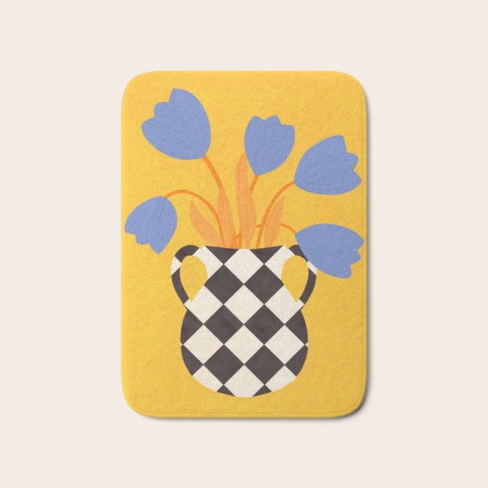 Tulips and vase of squares and diamonds Bath Mat Gallery Image 1