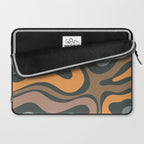 Modern Retro Liquid Swirl Abstract Slate Blue Orange Brown Taupe Laptop Sleeve Gallery Image 2