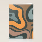 Modern Retro Liquid Swirl Abstract Slate Blue Orange Brown Taupe Stationery Card Gallery Image 2