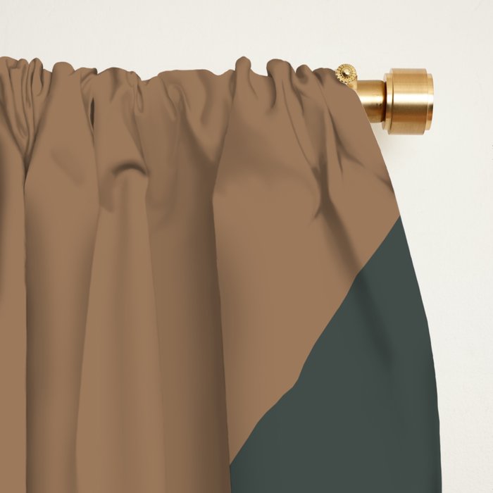 Modern Retro Liquid Swirl Abstract Slate Blue Orange Brown Taupe Window Curtain Gallery Image 2