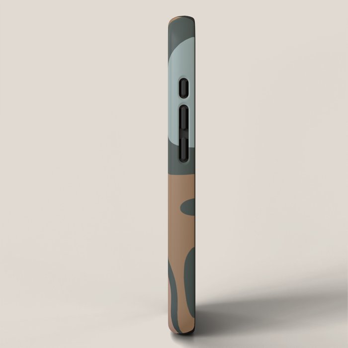 Modern Retro Liquid Swirl Abstract Slate Blue Orange Brown Taupe iPhone Case Gallery Image 2