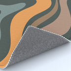 Modern Retro Liquid Swirl Abstract Slate Blue Orange Brown Taupe Rug Gallery Image 4