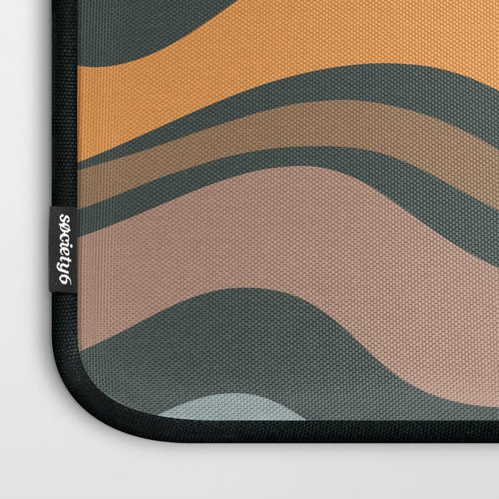 Modern Retro Liquid Swirl Abstract Slate Blue Orange Brown Taupe Laptop Sleeve Gallery Image 3