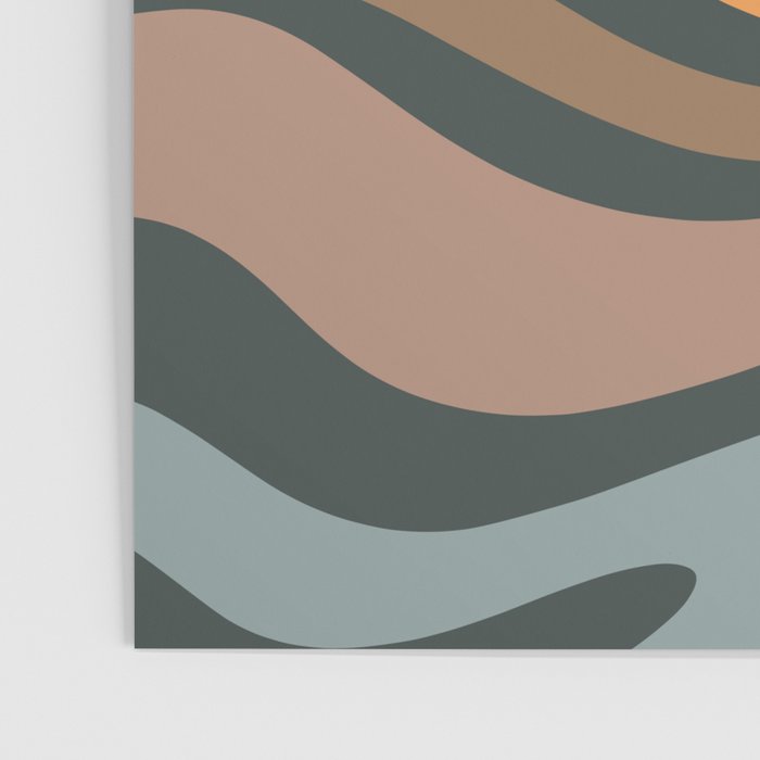 Modern Retro Liquid Swirl Abstract Slate Blue Orange Brown Taupe Poster Gallery Image 3
