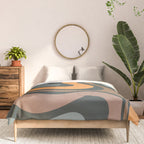 Modern Retro Liquid Swirl Abstract Slate Blue Orange Brown Taupe Comforter Gallery Image 3