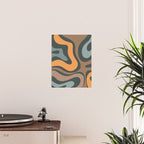 Modern Retro Liquid Swirl Abstract Slate Blue Orange Brown Taupe Poster Gallery Image 2