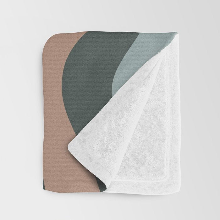 Modern Retro Liquid Swirl Abstract Slate Blue Orange Brown Taupe Throw Blanket Gallery Image 3