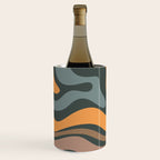 Modern Retro Liquid Swirl Abstract Slate Blue Orange Brown Taupe Wine Chiller Gallery Image 2