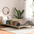 Modern Retro Liquid Swirl Abstract Slate Blue Orange Brown Taupe Comforter Gallery Image 2