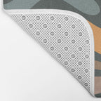 Modern Retro Liquid Swirl Abstract Slate Blue Orange Brown Taupe Bath Mat Gallery Image 2