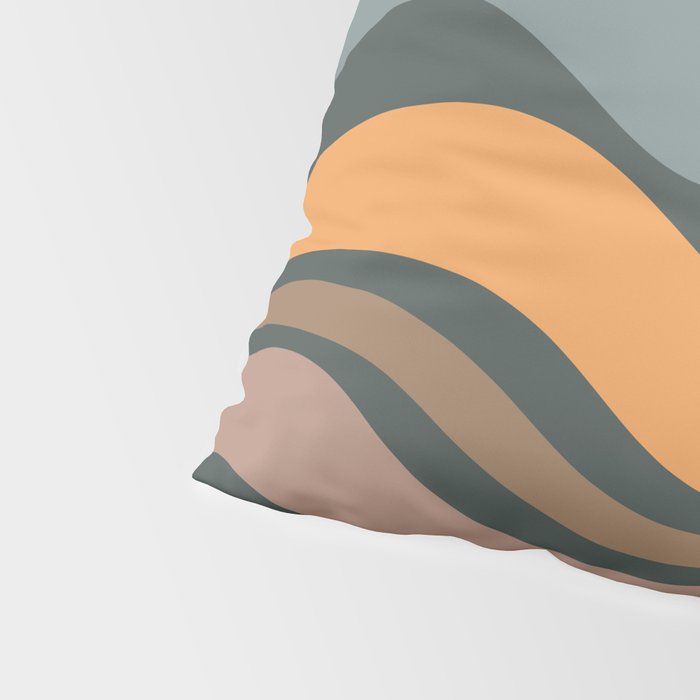 Modern Retro Liquid Swirl Abstract Slate Blue Orange Brown Taupe Pillow Sham Gallery Image 4