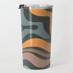 Modern Retro Liquid Swirl Abstract Slate Blue Orange Brown Taupe Travel Mug Gallery Image 3
