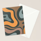 Modern Retro Liquid Swirl Abstract Slate Blue Orange Brown Taupe Stationery Card Gallery Image 2