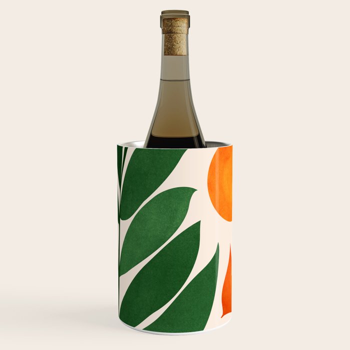 Tropical Forest Sunset / Mid Century Abstract Shapes Wine Chiller Gallery Image 1