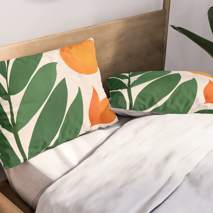 Tropical Forest Sunset / Mid Century Abstract Shapes Pillow Sham Gallery Image 2