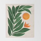 Tropical Forest Sunset / Mid Century Abstract Shapes Throw Blanket Gallery Image 2