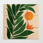 Tropical Forest Sunset / Mid Century Abstract Shapes Wood Wall Art Gallery Image 1