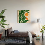 Tropical Forest Sunset / Mid Century Abstract Shapes Wood Wall Art Gallery Image 2