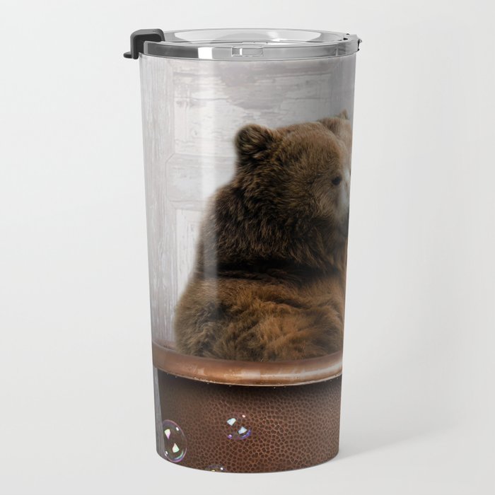 Bear with Rubber Ducky in Vintage Bathtub Travel Mug Gallery Image 3