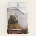 Bear with Rubber Ducky in Vintage Bathtub Duvet Cover Gallery Image 6