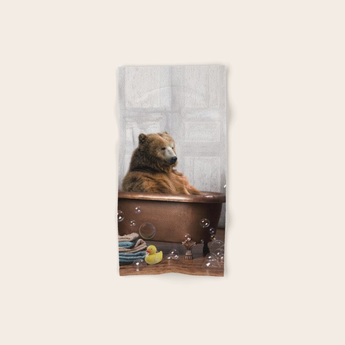 Bear with Rubber Ducky in Vintage Bathtub Bath Towel Gallery Image 1