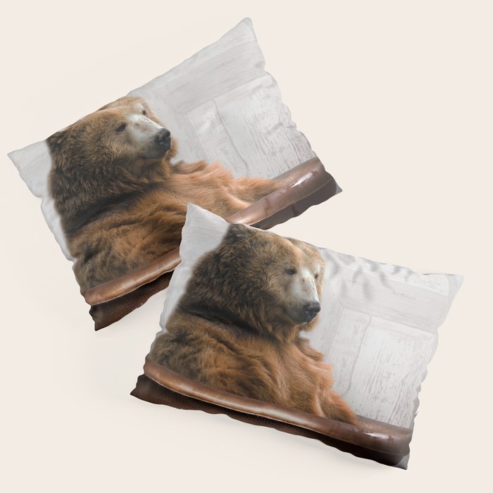 Bear with Rubber Ducky in Vintage Bathtub Pillow Sham Gallery Image 1