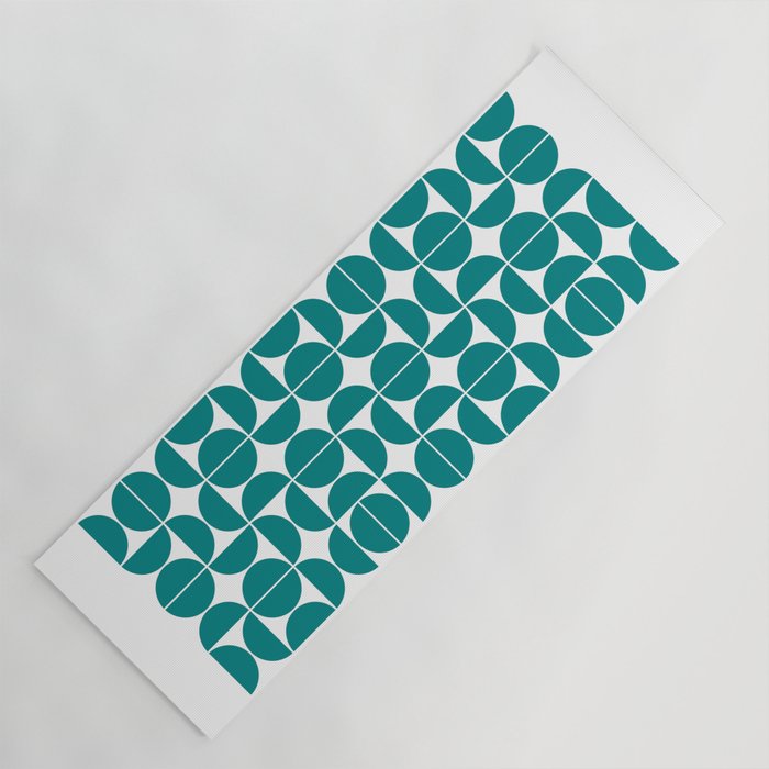 Mid Century Modern Geometric 04 Teal Yoga Mat Gallery Image 1