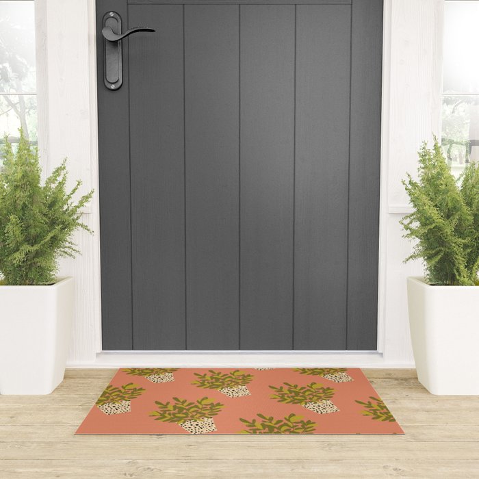 ZZ Plant Art on Terra cotta background Welcome Mat Gallery Image 3