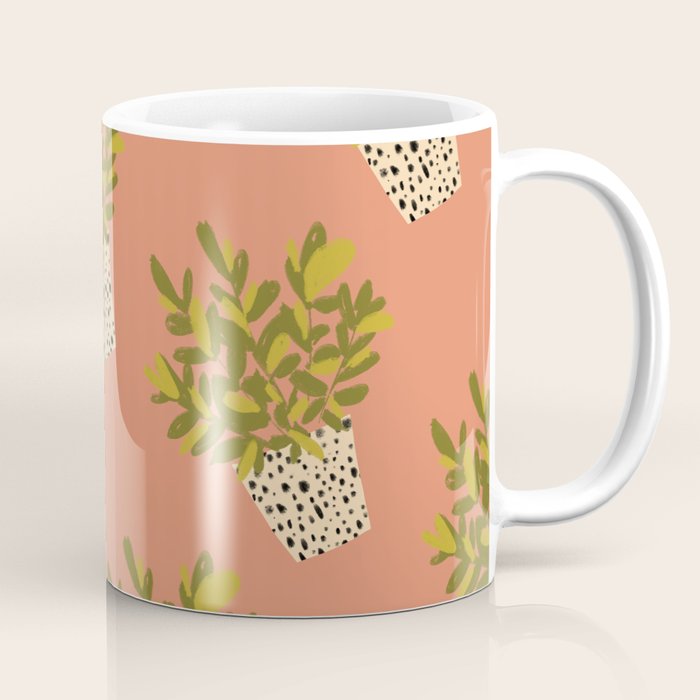 ZZ Plant Art on Terra cotta background Coffee Mug Gallery Image 1
