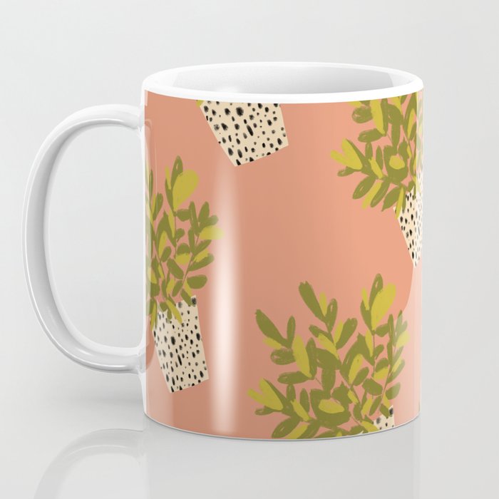 ZZ Plant Art on Terra cotta background Coffee Mug Gallery Image 3