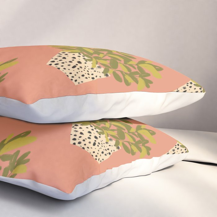 ZZ Plant Art on Terra cotta background Pillow Sham Gallery Image 3