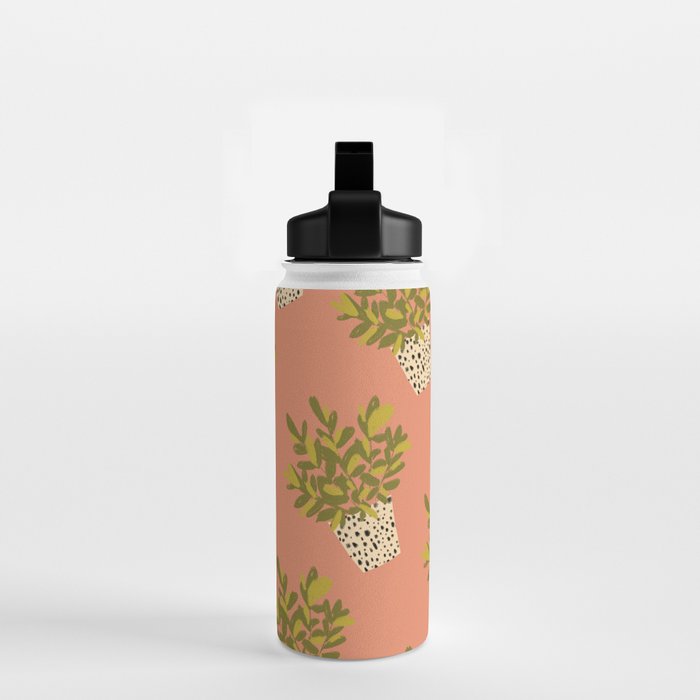 ZZ Plant Art on Terra cotta background Water Bottle Gallery Image 2